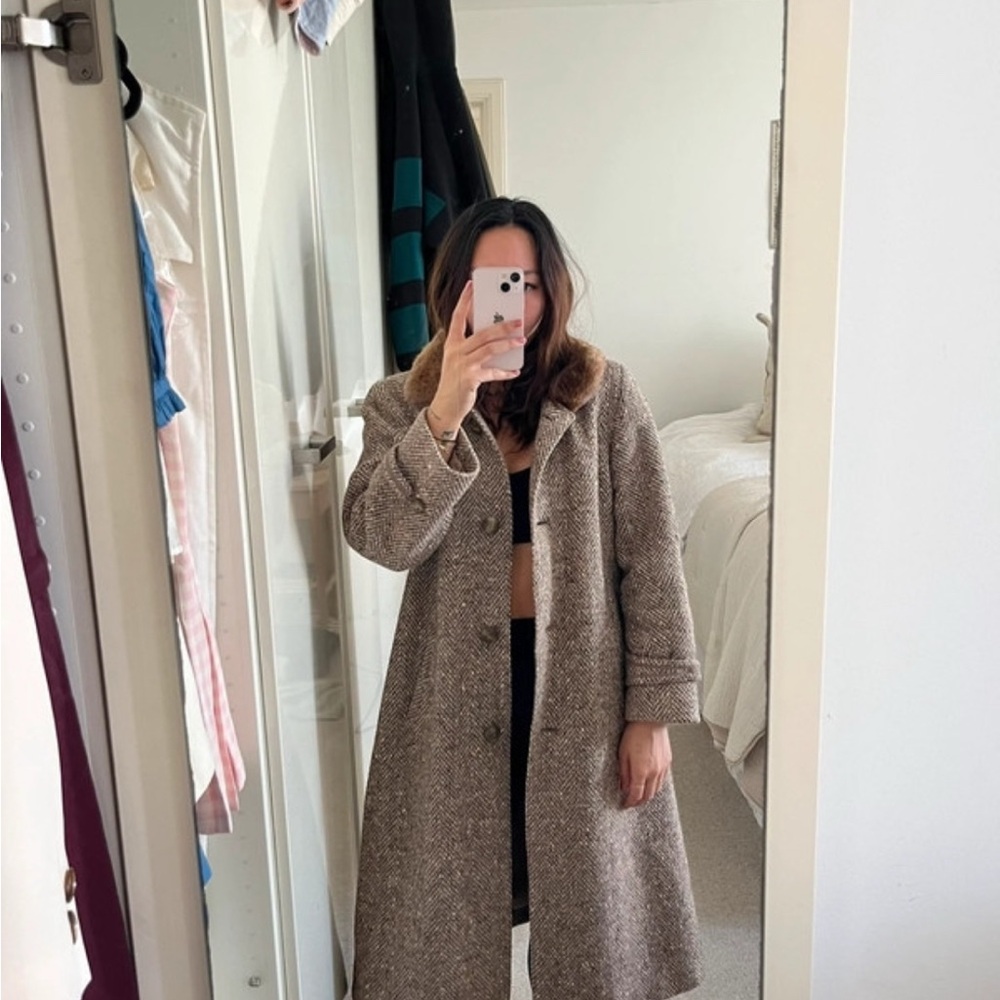 Vintage Brown Tweed Coat